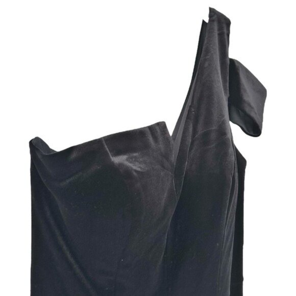 Betsy and Adam Ella Velvet One Shoulder Long Black Gown Dress Size 8 - Picture 7 of 11